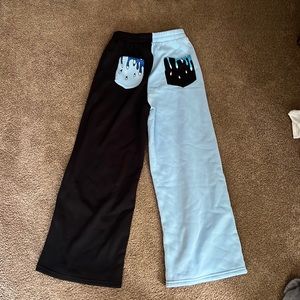 Drippy black and blue sweatpants